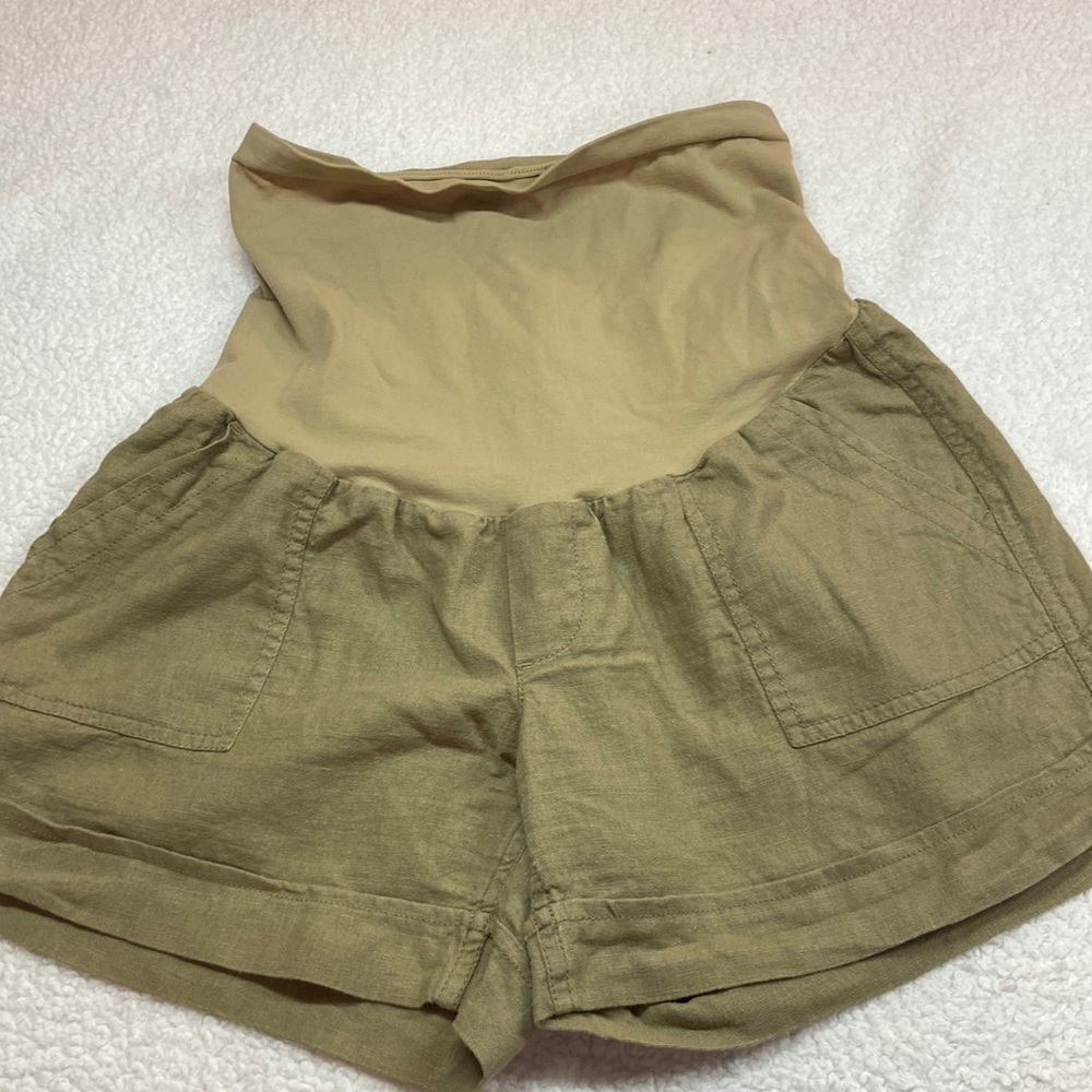 Oh Baby by Motherhood Linen Full Panel Shorts Small